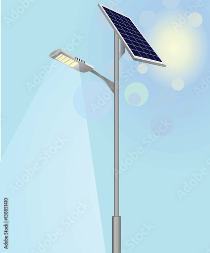 Solar panel street light vector
