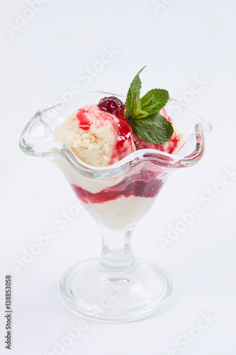 ice cream with berry jam