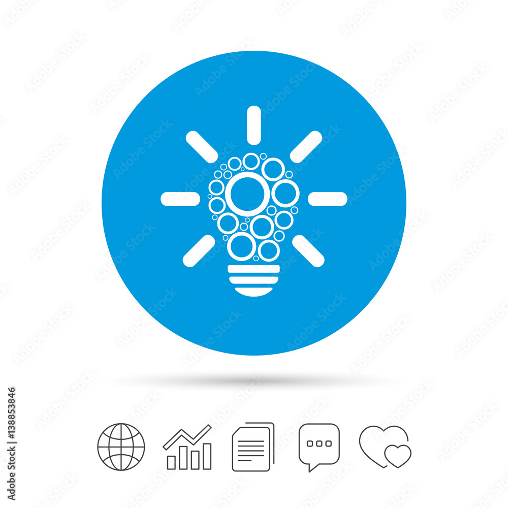 Light lamp sign icon. Bulb with circles symbol. Light lamp sign icon. Bulb with circles symbol.