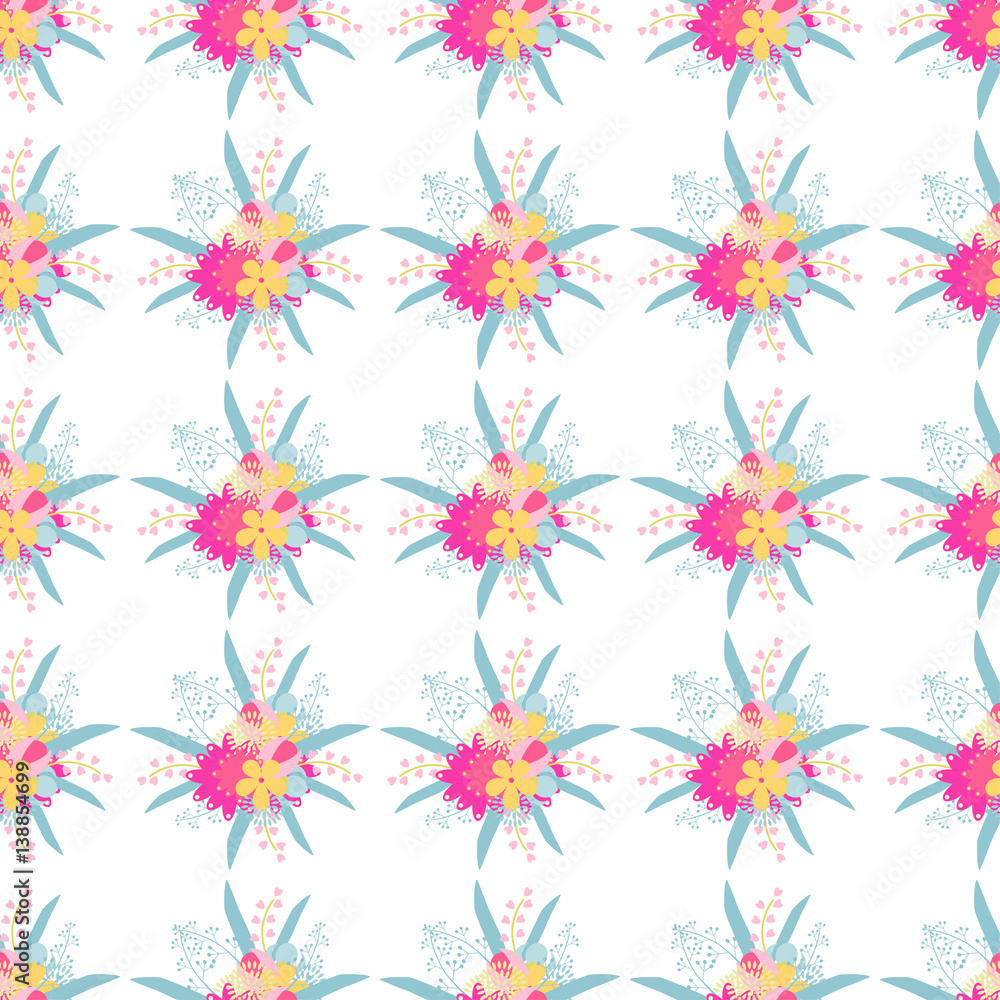 Cute floral seamless pattern. Vector illustration. Cute floral seamless pattern. Vector illustration.