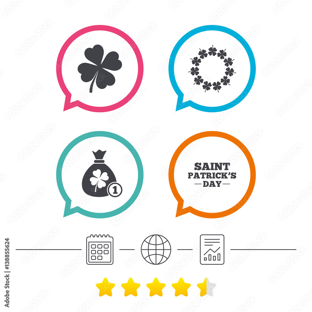 Saint Patrick day icons. Money bag with clover. Saint Patrick day icons. Money bag with clover.