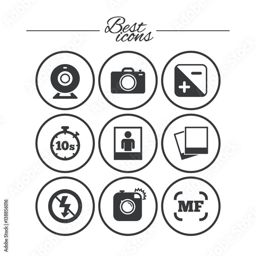 Photo, video icons. Camera, photos and frame.