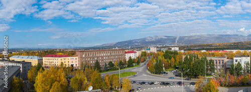 Autumn panorama of the town of Apatity.