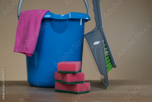 Cleaning products. Home cleaning concept Wooden floor © Aerial Mike