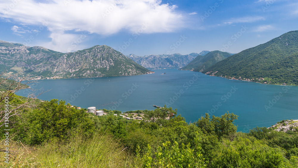 Panorama of Kotor Bay from the mountain.