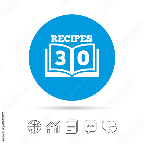 Cookbook sign icon. 30 Recipes book symbol.