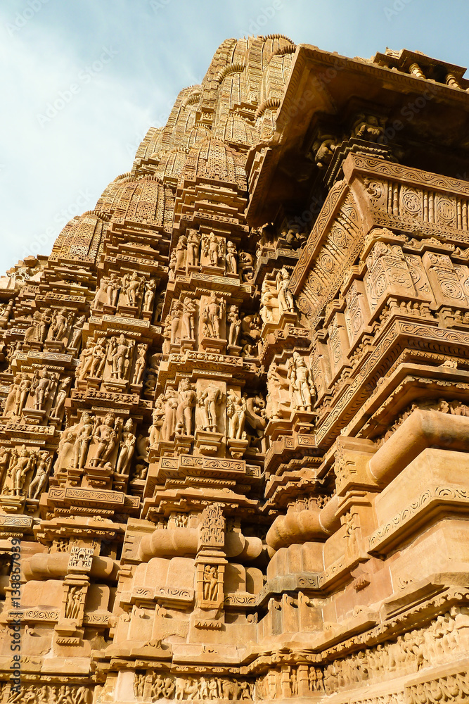 Close up of an ancient temple, Khajuraho Group of Monuments, India