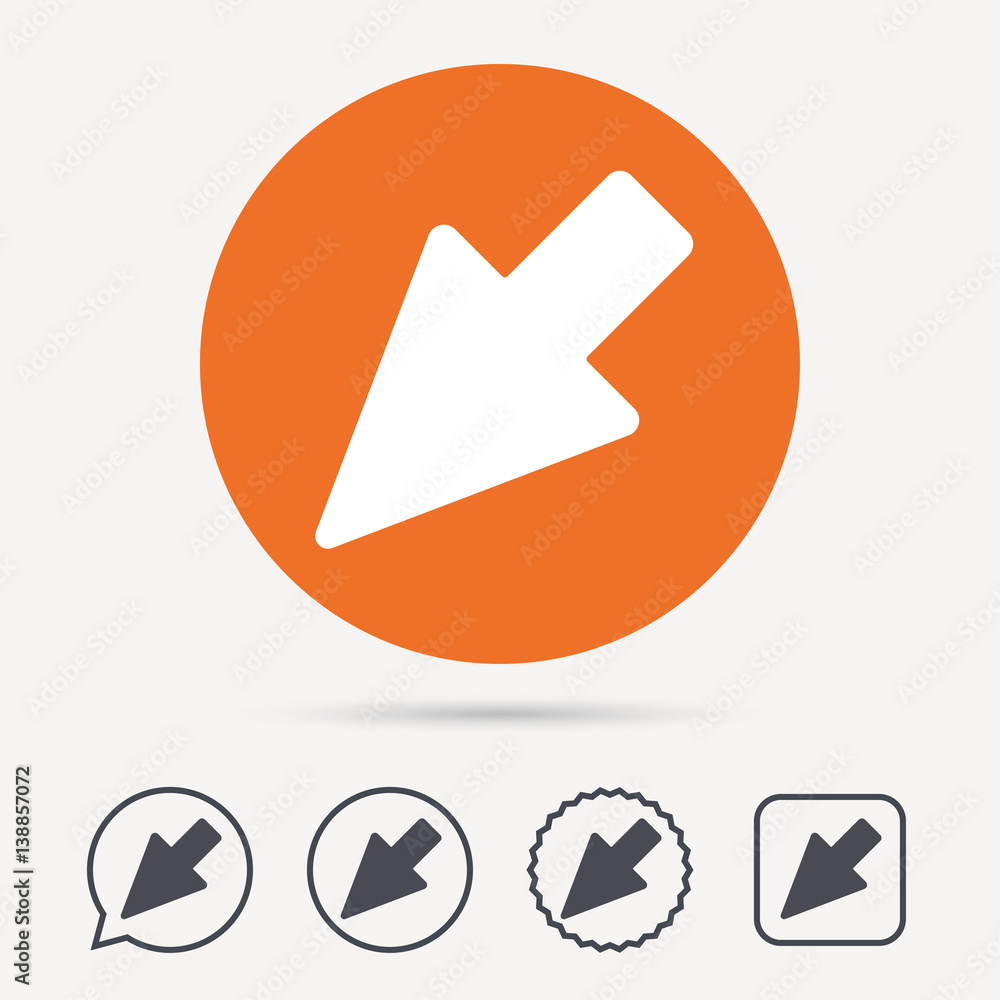 Cursor icon. Computer position marker symbol. Circle, speech bubble and star buttons. Flat web icons. Vector Cursor icon. Computer position marker symbol. Circle, speech bubble and star buttons. Flat web icons. Vector