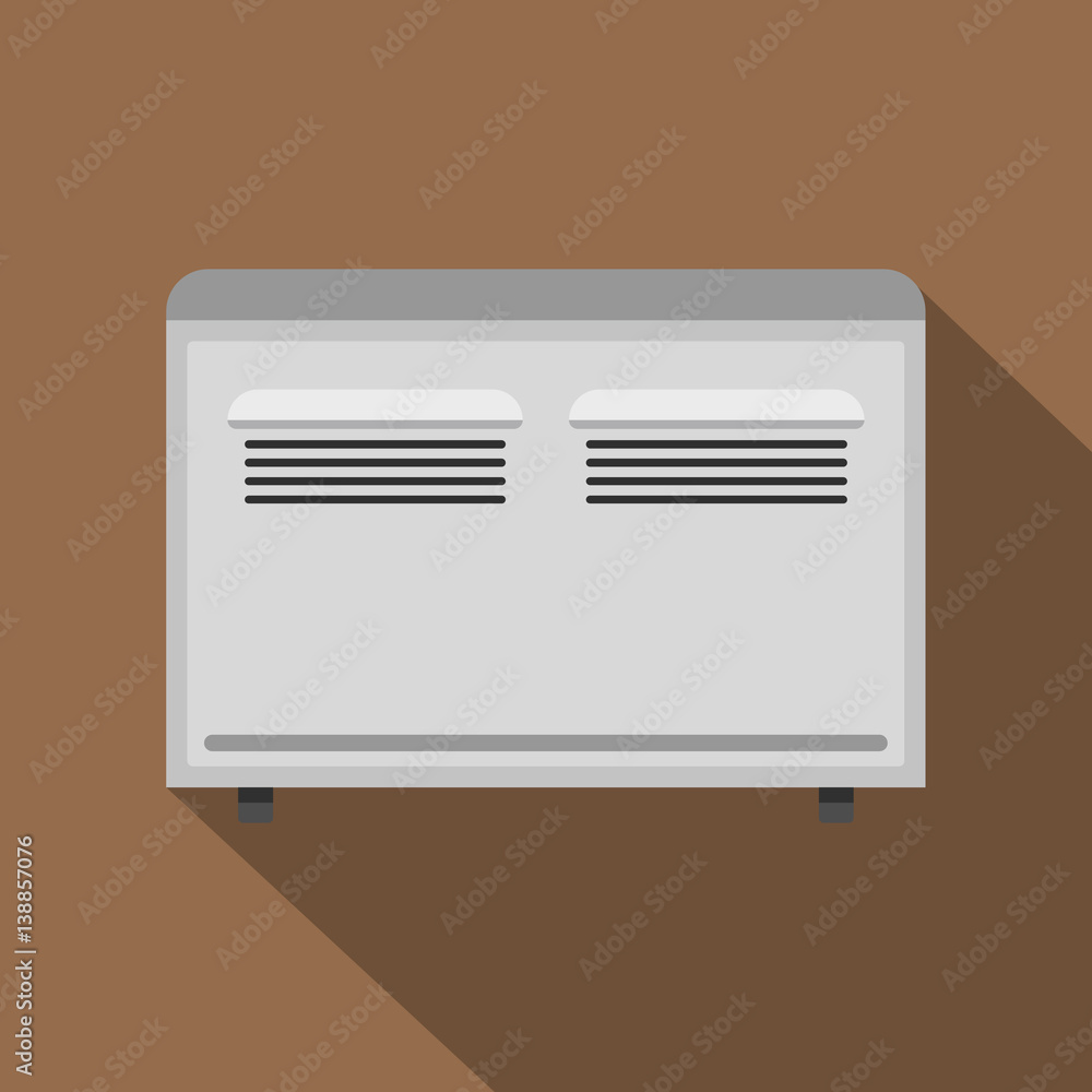 White heating convector icon, flat style White heating convector icon, flat style
