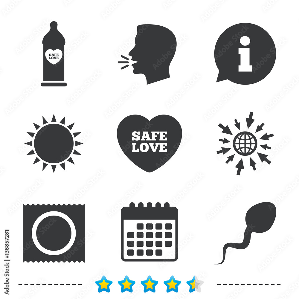 Safe sex love icons. Condom in package symbols. Safe sex love icons. Condom in package symbols.