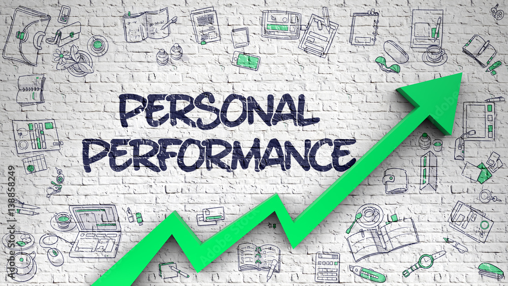 Personal Performance Drawn on White Brick Wall. Personal Performance Drawn on White Brick Wall.