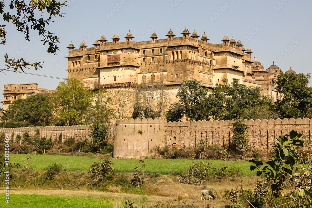 View of Raja Mahal, Orchha, Madhya Pradesh, India