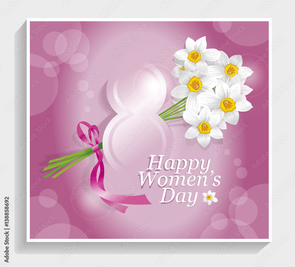 8 March International women's day greeting card calligraphy