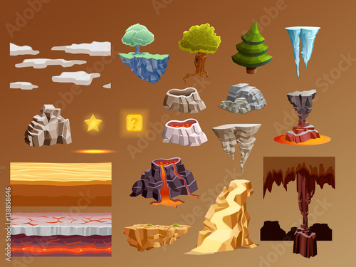 Computer Games Cartoon Elements 3d Set