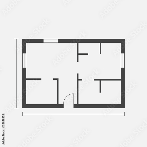 House plan simple flat icon. Vector illustration on white background.