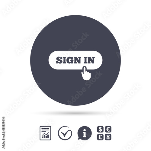 Sign in with hand pointer icon. Login symbol. © blankstock