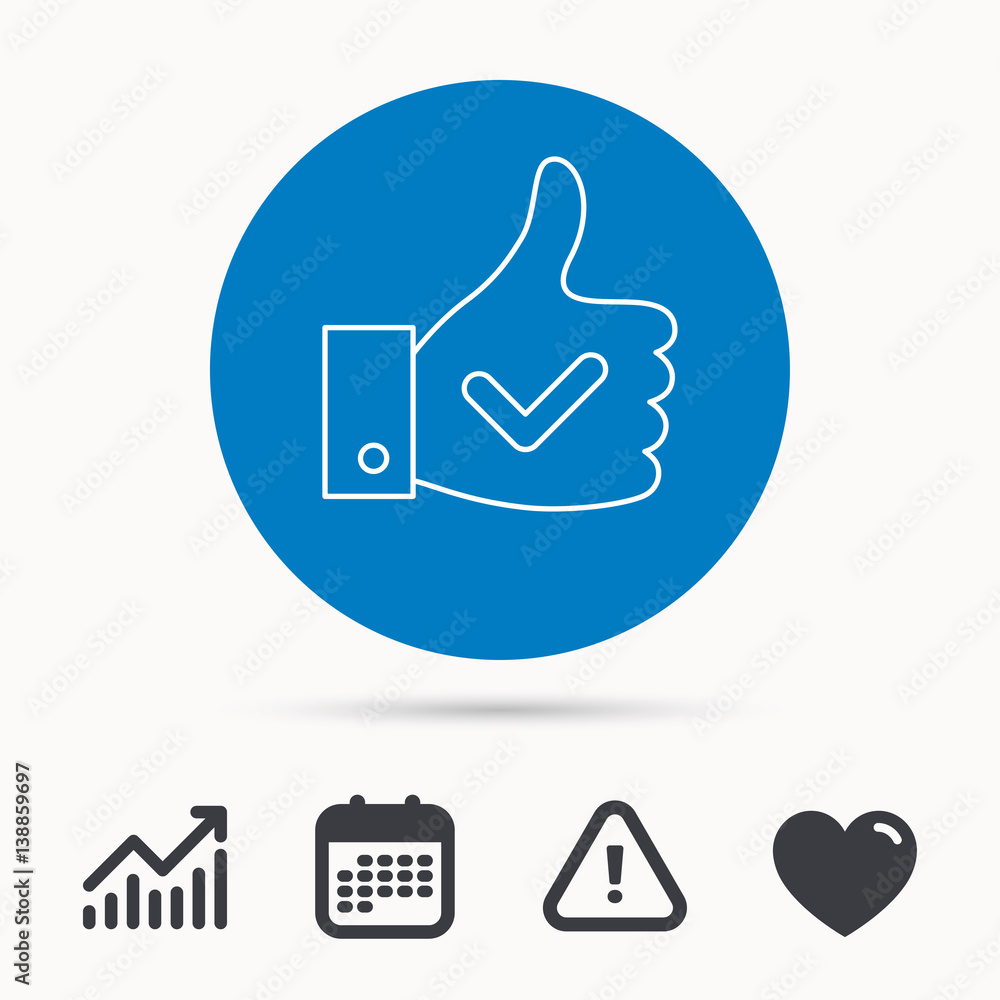 Thumb up like icon. Super cool vote sign. Social media symbol. Calendar, attention sign and growth chart. Button with web icon. Vector Thumb up like icon. Super cool vote sign. Social media symbol. Calendar, attention sign and growth chart. Button with web icon. Vector