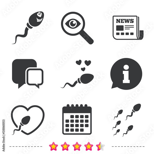 Sperm icons. Fertilization or insemination signs.