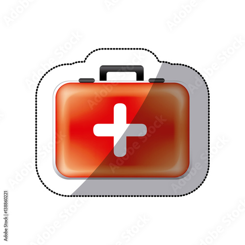 sticker color suitcase with blood donation kit vector illustration
