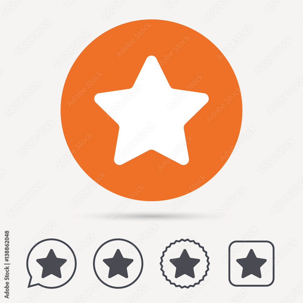 Star icon. Favorite or best sign. Web ranking symbol. Circle, speech bubble and star buttons. Flat web icons. Vector Star icon. Favorite or best sign. Web ranking symbol. Circle, speech bubble and star buttons. Flat web icons. Vector