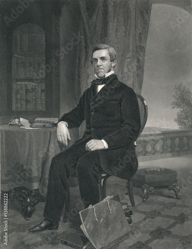 Canvas Print Oliver Wendell Holmes – American Poet. Steel Engraving 1864.