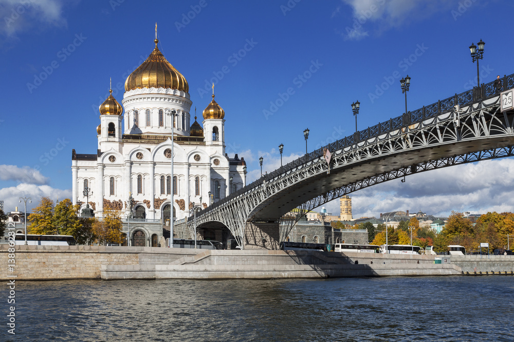 Autumn Moscow, Christ the Savior Cathedral, the Moskva River and Patriarchal bridge
