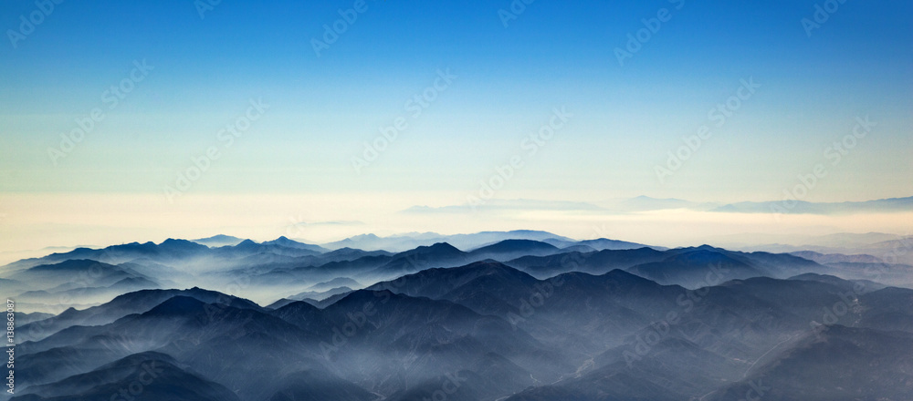 aerial of mountain ridge od Los Angeles valley