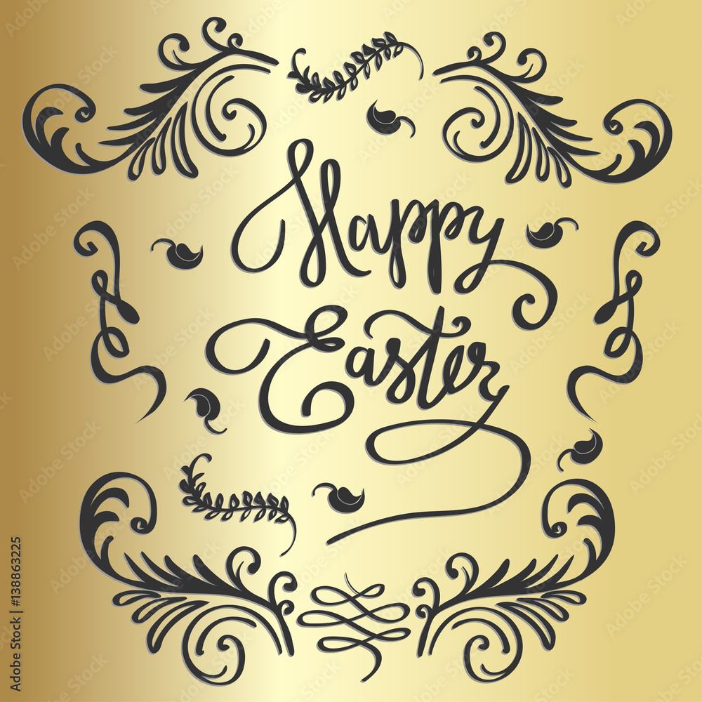 Fototapeta premium Easter vector vintage card phrase Happy Easter.