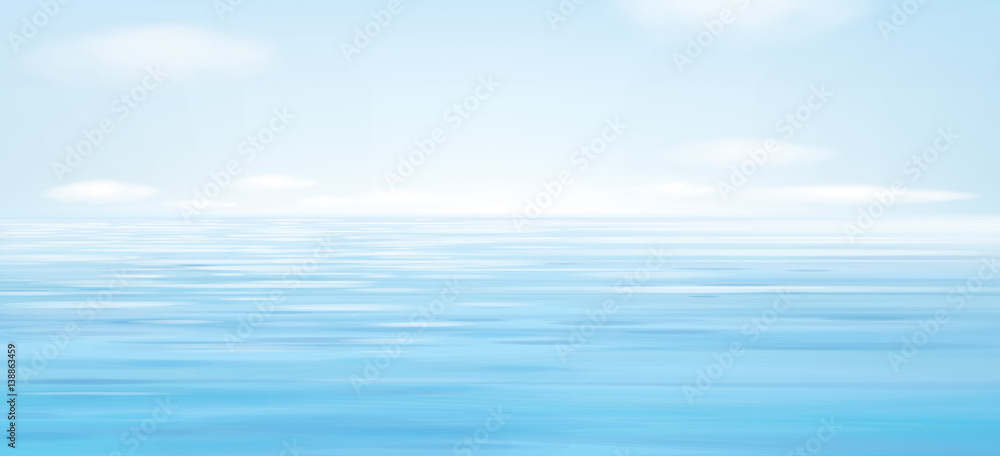 Vector blue sea  and sky  background.