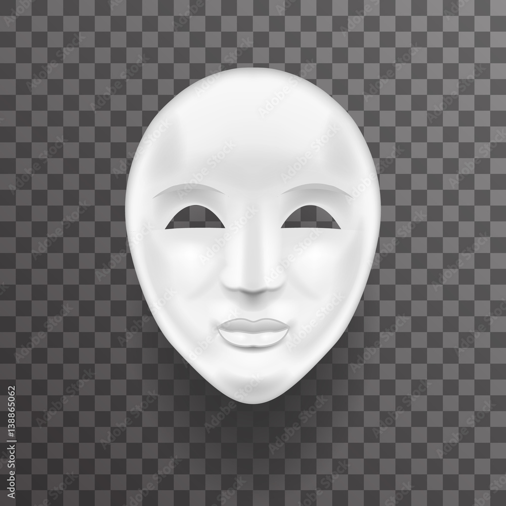 Mask Antique White Face Realistic 3d Transperent Icon Template Background Mock Up Design Vector Illustration Mask Antique White Face Realistic 3d Transperent Icon Template Background Mock Up Design Vector Illustration