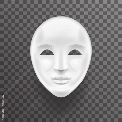 Mask Antique White Face Realistic 3d Transperent Icon Template Background Mock Up Design Vector Illustration