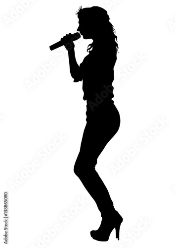 Singer women in pop style on white background