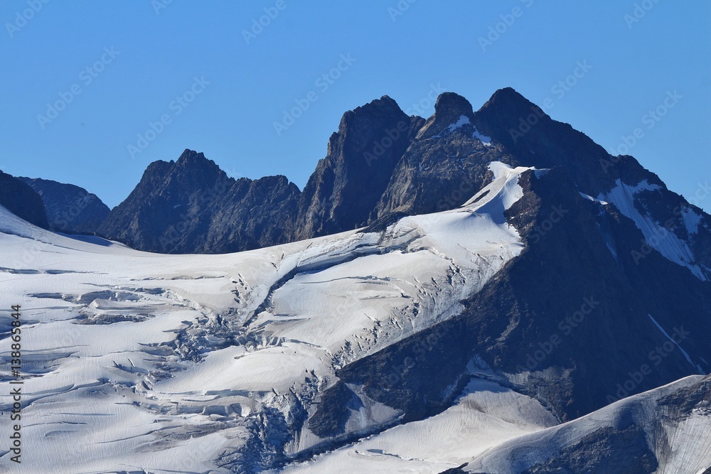 Glacier with big crevasses