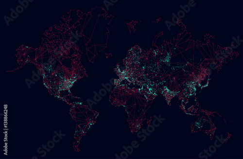 Sci-fi world map global connection futuristic interface