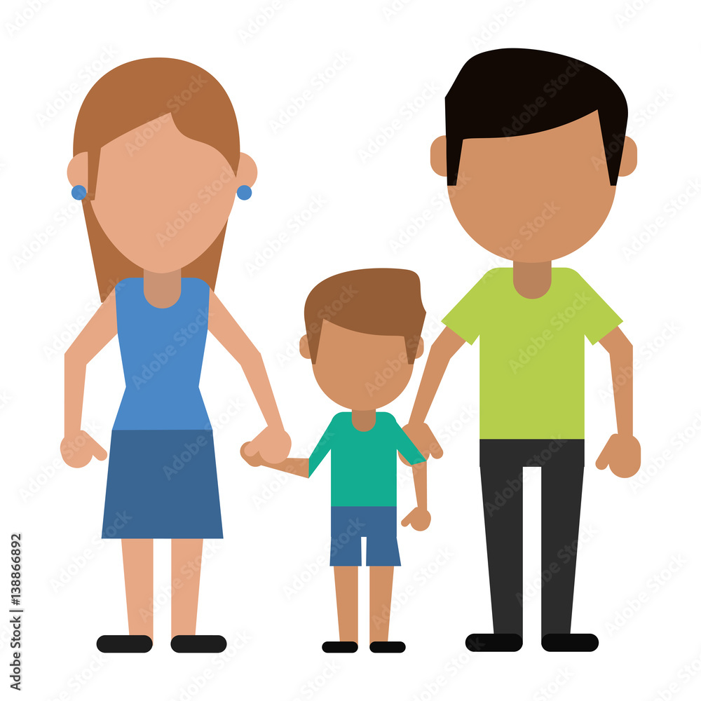 father mother and son hing hands vector illustration eps 10