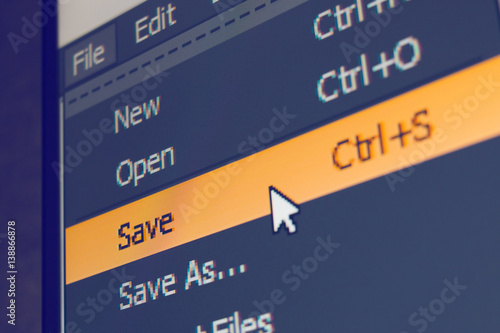 Obraz na płótnie Software menu item with save command