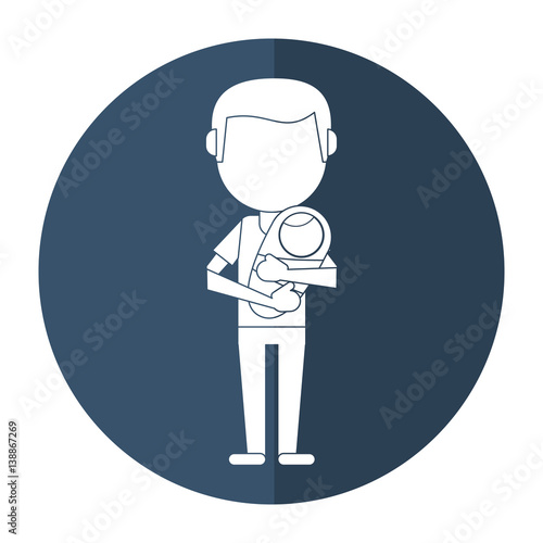 father carrying baby newborn shadow vector illustration eps 10