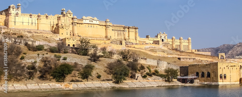 Panorama of the impressive Amber Fort, near Jaipur; Rajasthan, India