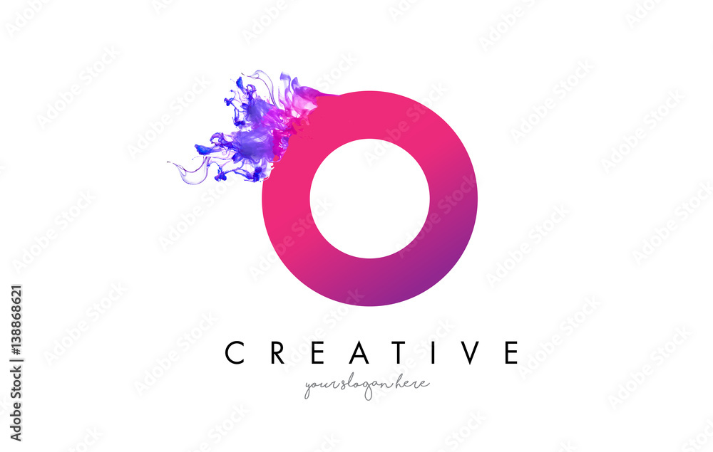 O Letter Logo Design with Ink Cloud Flowing Texture. O Letter Logo Design with Ink Cloud Flowing Texture.