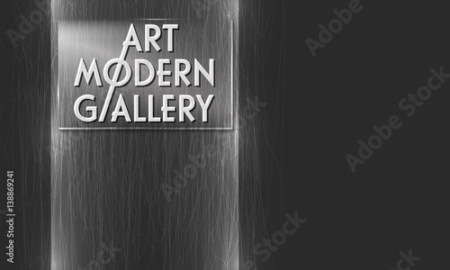 Abstract vector object with lines and lightning and the words modern art gallery