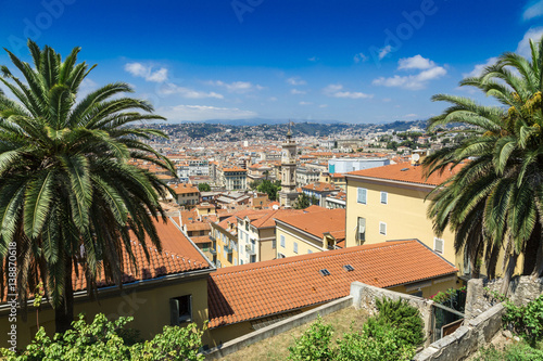 Roofs of the old town and the palms in Nice