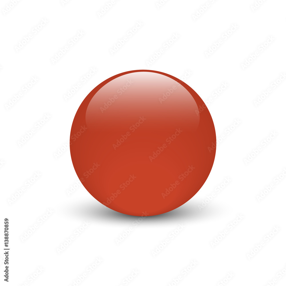 Vector illustration of red glass button for icon with shadow