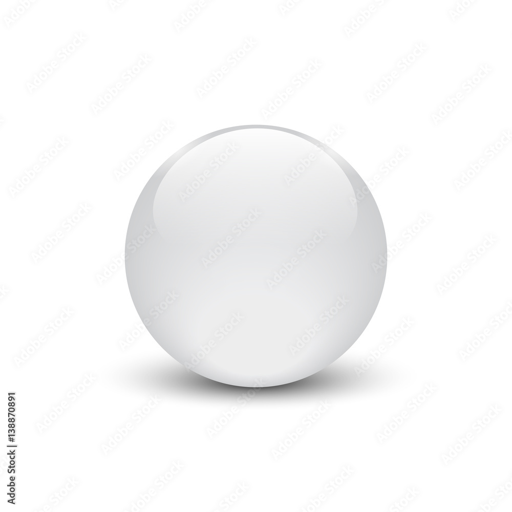 Vector illustration of white glass button for icon with shadow