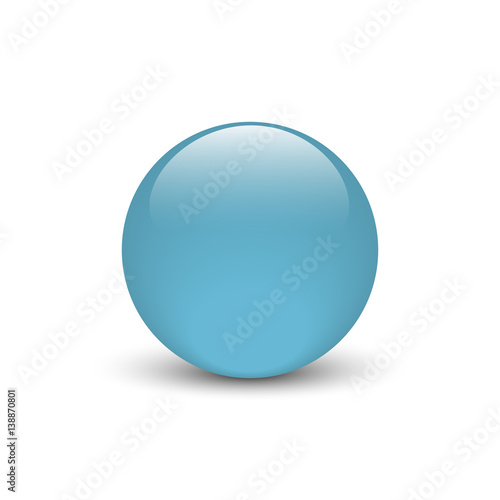 Vector illustration of blue glass button for icon with shadow