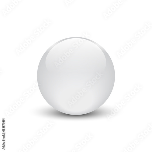 Vector illustration of white glass button for icon with shadow