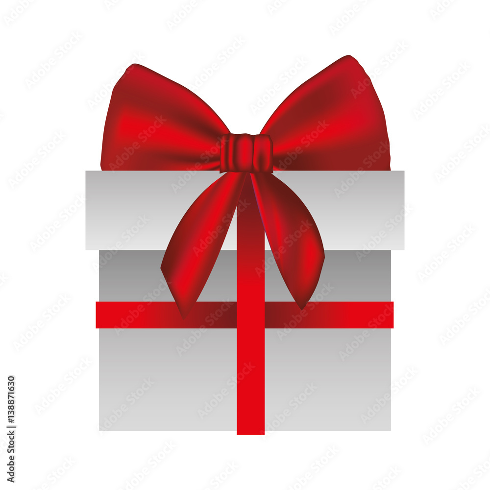 gray gift box with red ribbon vector illustration gray gift box with red ribbon vector illustration