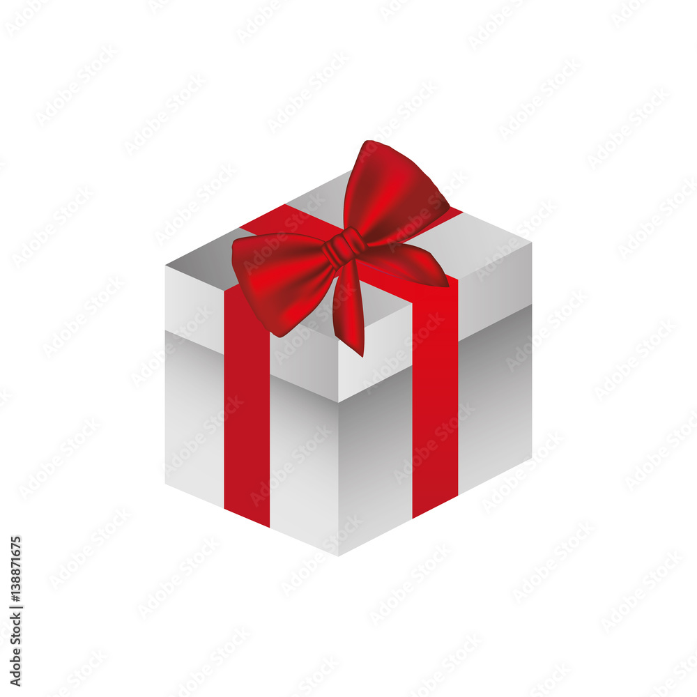 gray square gift box with red ribbon vector illustration gray square gift box with red ribbon vector illustration