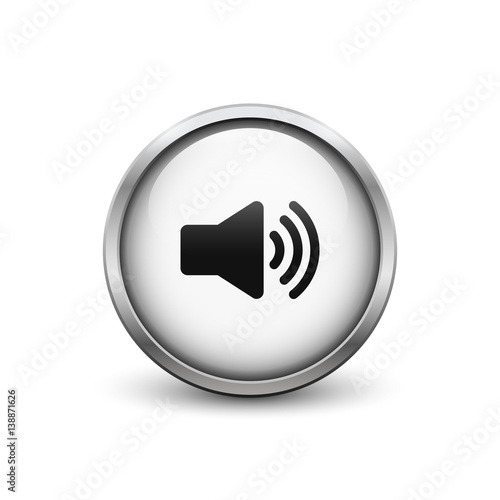 High volume white button with metal frame and shadow