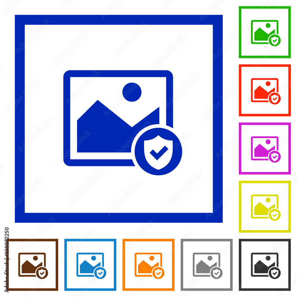 Vetor de Protected image flat framed icons do Stock Adobe