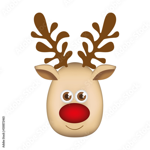 colorful cartoon cute face reindeer animal vector illustration